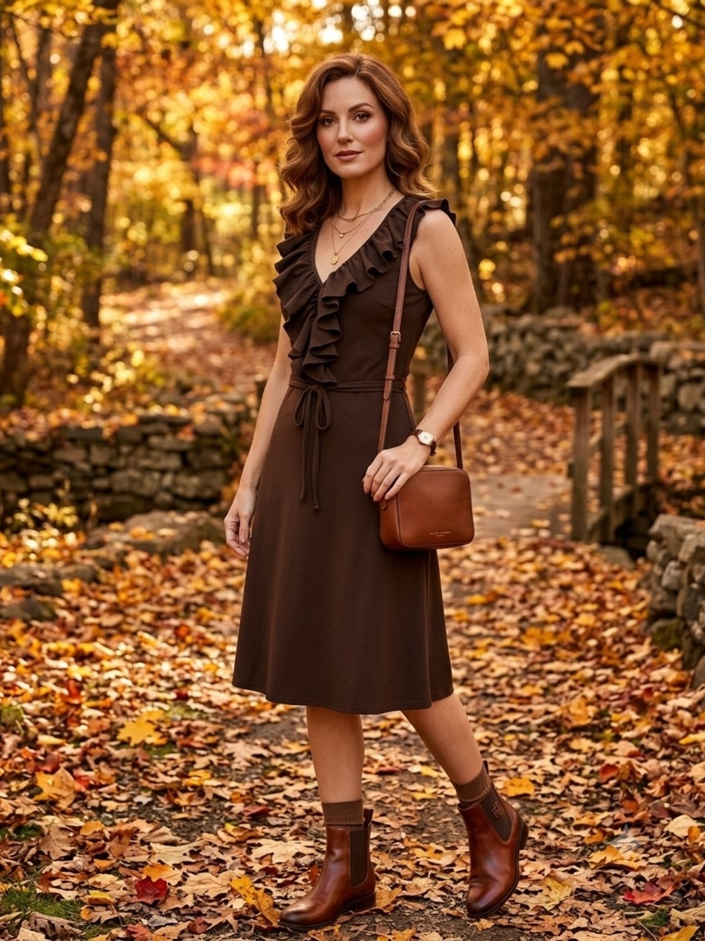 Lauren Ralph Lauren Sleeveless Ruffle V-Neck Dress